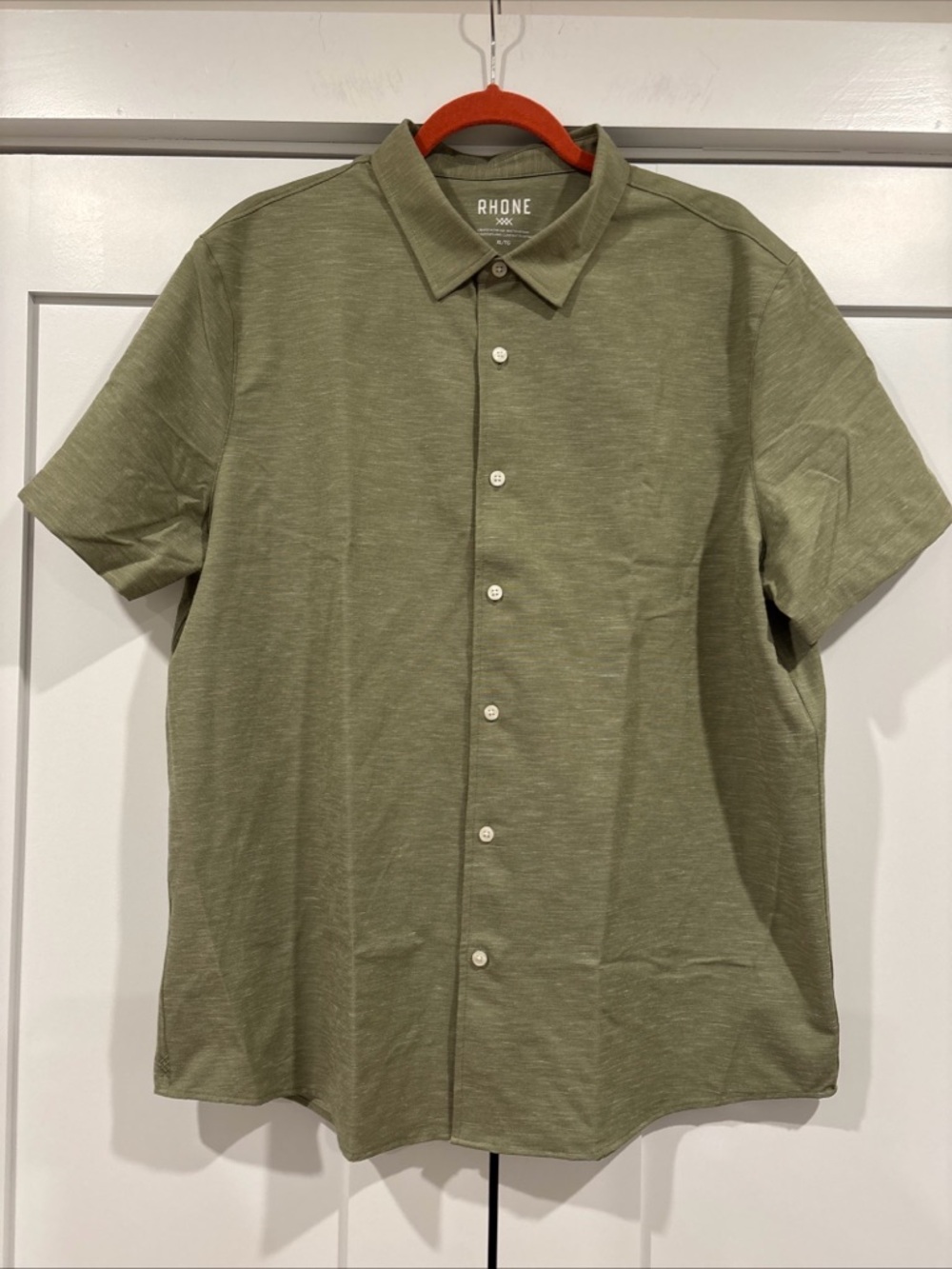 Rhone Brezza Shirt Mens XL Green Performance Casual Lightweight Linen Woven